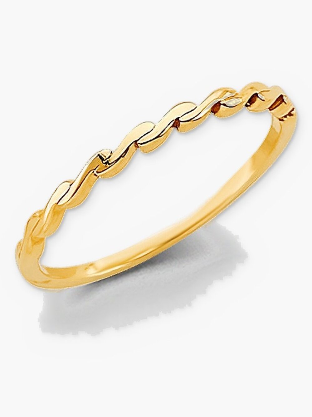 14K Solid Gold Twisted Stacking Ring Thin Twist Band Dainty Everyday Ring